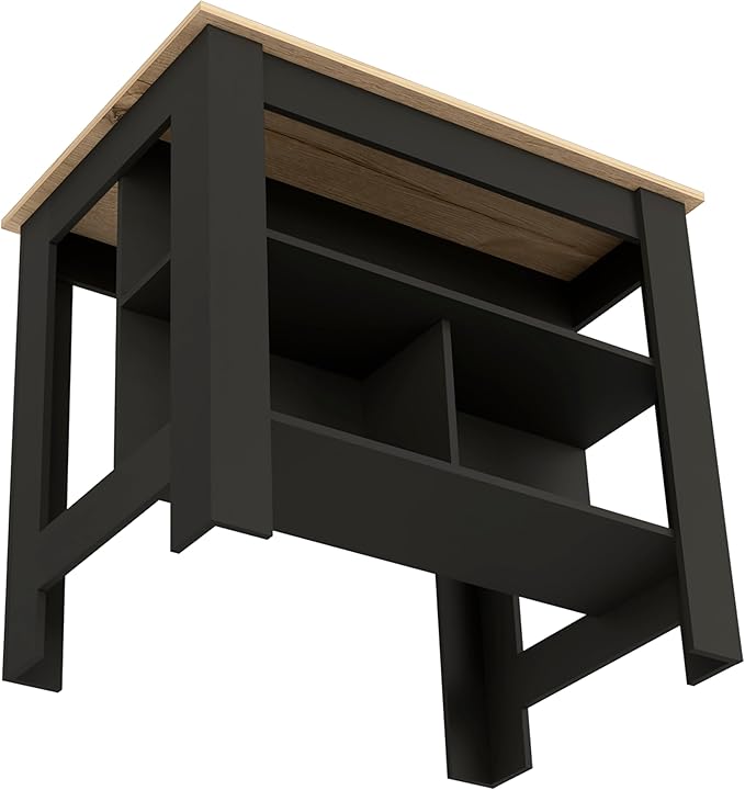 Modern Dining TableExpandable with Shelves Kitchen Island Counter Console Adjustable Sturdy Stable Easy Clean Luxury Living Decor,Black