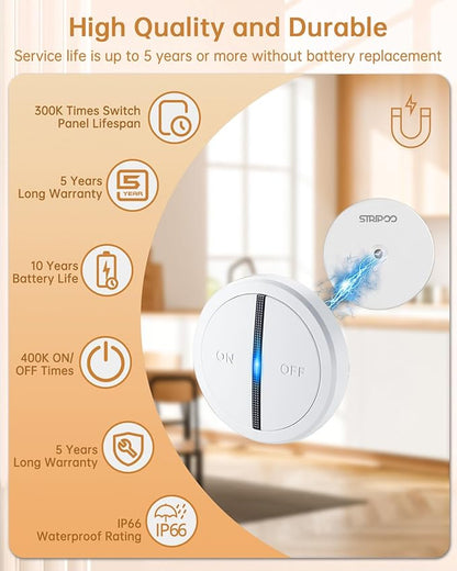 Garbage Disposal Wireless Switch Kit, Remote Control Outlet, Garbage Disposal Button, Remote Control Outlet Plug, 15A/1500W with 4000V Anti-Surge, 500 Feet RF Range, Garbage Disposal Switch