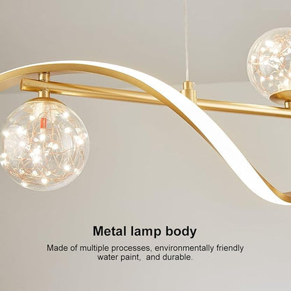 homary Kitchen Island Light with Glass Globes, 51.2" Gold Chandelier Dimmable Linear Pendant Light, Adjustable Height, Dining Room Fixture for Table, Bar or Kitchen Island