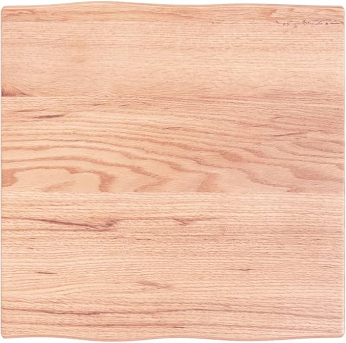 23.6 x 23.6 in Solid Oak Tabletop Live Edge Rustic Wood Slab Countertop for Dining Room Kitchen Office Desk, Durable Varnished Square Table Top for Indoor Space
