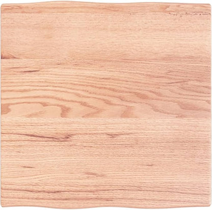 23.6 x 23.6 in Solid Oak Tabletop Live Edge Rustic Wood Slab Countertop for Dining Room Kitchen Office Desk, Durable Varnished Square Table Top for Indoor Space