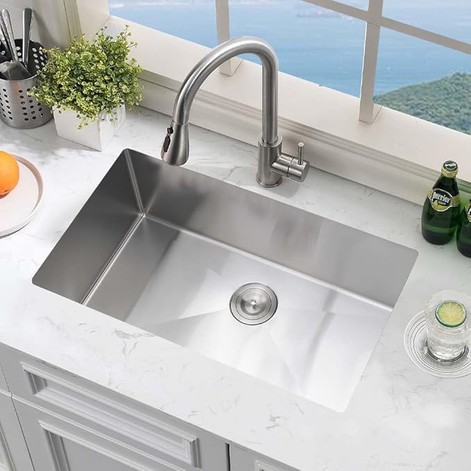 28 Inch Undermount Kitchen Sink Stainless Steel -Hovheir 28x19 Stainless Steel Undermount Kitchen Sink 16 Gauge Deep Single Bowl Under Mount Sinks with Drain