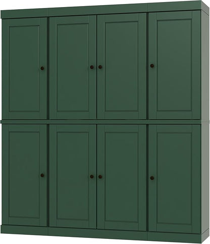 Palace Imports Solid Wood Storage Cabinet - 71.5" Tall, 65" Wide Freestanding Kitchen Pantry with 2-Drawer Kit & Adjustable Shelves – Green, Renewable Eco-Friendly 100% Wood, Made in Brazil