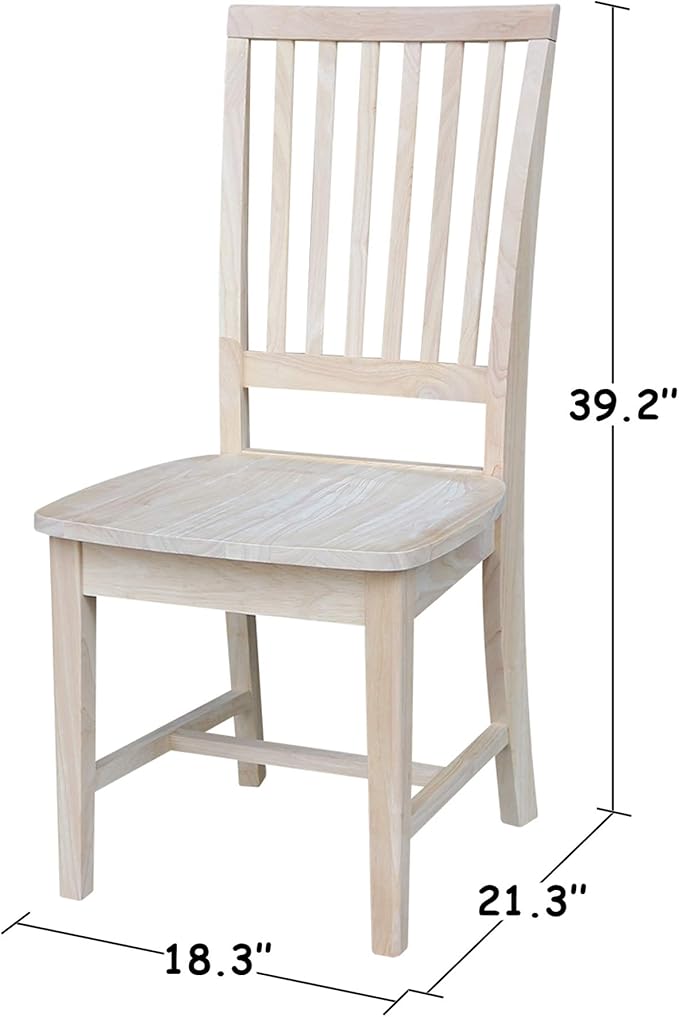 International Concepts Mission Side Chairs, Solid Parawood, Unfinished (Set of 2)