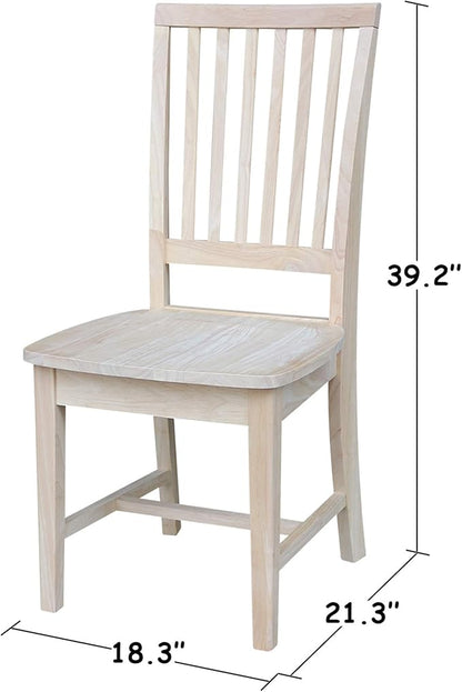 International Concepts Mission Side Chairs, Solid Parawood, Unfinished (Set of 2)