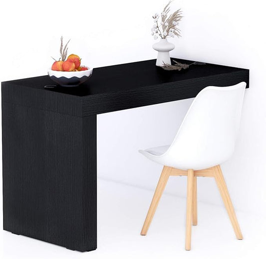 Mobili Fiver, Evolution Dining Table 47.2 x 23.6 in, with Wireless Charger, Ashwood Black with One Leg, Made in Italy