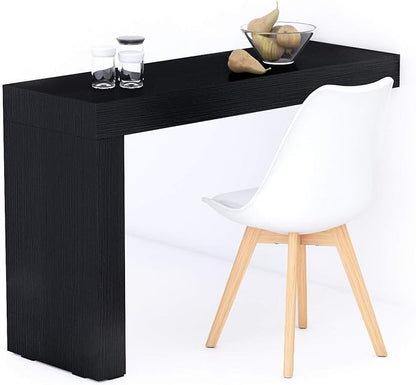 Mobili Fiver, Evolution Dining Table 47.2 x 15.7 in, Ashwood Black with One Leg, for 2 People, Modern Dining Table for Kitchen, Italian Furniture