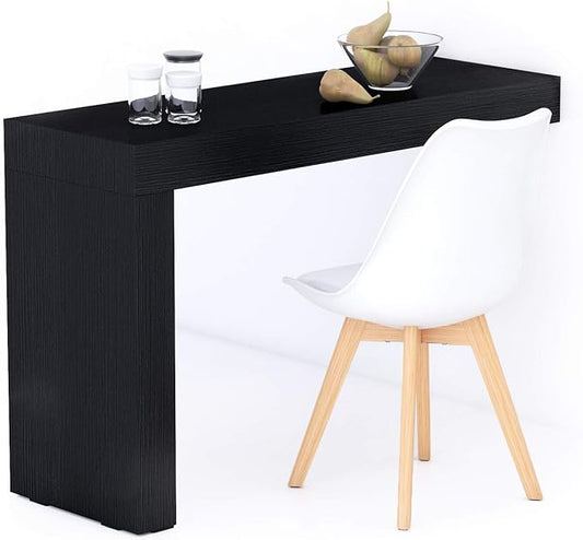 Mobili Fiver, Evolution Dining Table 47.2 x 15.7 in, Ashwood Black with One Leg, for 2 People, Modern Dining Table for Kitchen, Italian Furniture