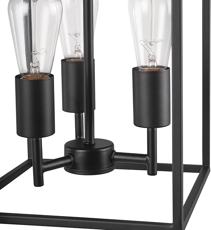 Globe Electric 60886 Heath 3-Light Convertible Flush Mount Ceiling Light Chandelier, Matte Black, Bulb Not Included