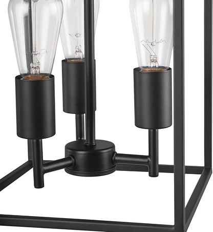Globe Electric 60886 Heath 3-Light Convertible Flush Mount Ceiling Light Chandelier, Matte Black, Bulb Not Included