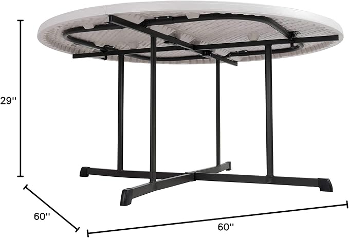 Lifetime 80806 Commercial Round Fold-in-Half Table, 60-Inch, Almond