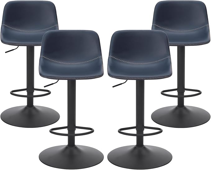 Adjustable Bar Stools Set of 2, Swivel Bar Stools, Bar Height Stools with Back Support Counter Height Bar Chairs Pu Leather Bar Stool for Kitchen Island Rustic Bar stools