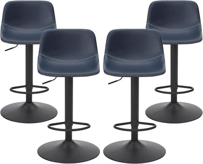Adjustable Bar Stools Set of 2, Swivel Bar Stools, Bar Height Stools with Back Support Counter Height Bar Chairs Pu Leather Bar Stool for Kitchen Island Rustic Bar stools