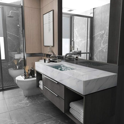 Large White Marble Granite Wallpaper Peel Stick Thicken 24x591inch Waterproof Furniture Sticker Self-Adhesive Contact Paper Marble Vinyl Wrap for Countertop Fireplace Backsplash DIY Wall Sticker
