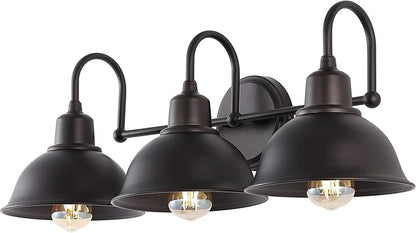 JONATHAN Y 27" Oil Rubbed Bronze Farmhouse Industrial 1-Light LED Vanity Wall Sconce for Bathroom Mirror Kitchen, Metal Shade, Dimmable Vintage Lighting, LED Bulb Included (JYL7483B)