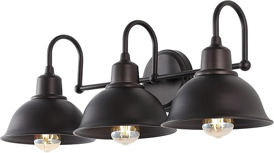 JONATHAN Y 27" Oil Rubbed Bronze Farmhouse Industrial 1-Light LED Vanity Wall Sconce for Bathroom Mirror Kitchen, Metal Shade, Dimmable Vintage Lighting, LED Bulb Included (JYL7483B)