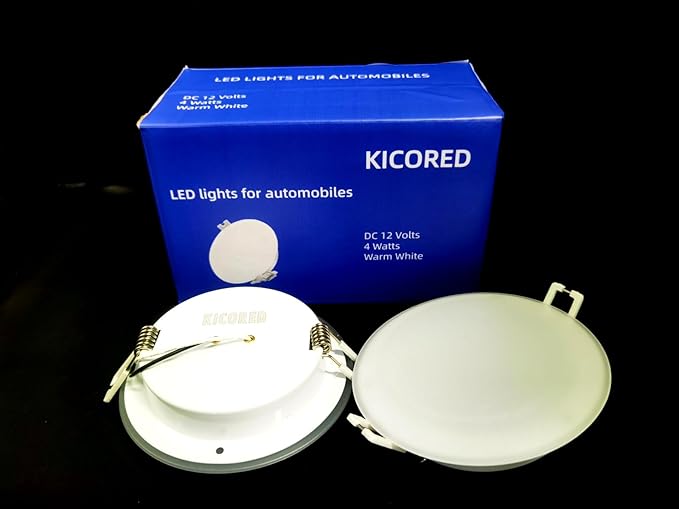 4.5″ RV Interior Lighting, Recessed Mount LED Ceiling Dome Light, 12V Puck Light for Camper Van, Trailer, Motorhome, Glass-Look Cover Warm White (Pack 3)
