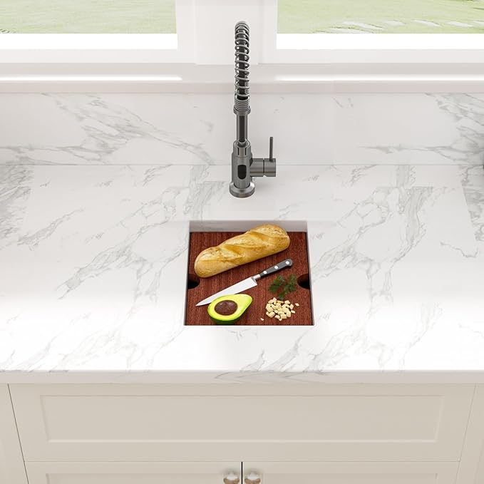 Sarlai 12 Black Bar Sink - 12 x 15 Inch Undermount Workstation Bar Prep Sink Gunmetal Black Undermount Single Bowl Small Bar Outdoor 16 Gauge Stainless Steel RV Kitchen Sinks Basin