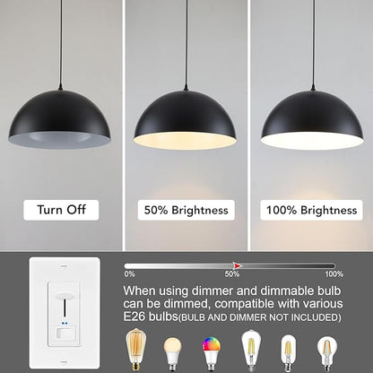 Large Pendant Lights Kitchen Island, 19.7 Inch Black and White Dome Pendant Light，Black Farmhouse Pendant Light, Modern Industrial Kitchen Pendant Lighting Over Island, Dining Room, 2 Pack
