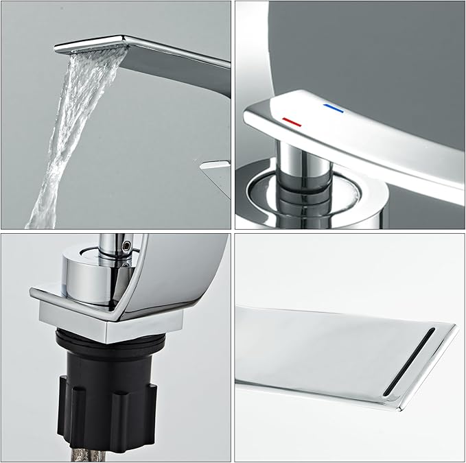 becola Chrome Bathroom Sink Faucet, Low Arc Modern Bathroom Faucet, Brass Single Hole Vanity Sink Faucet, Touch On Single Handle Basin Faucet Tap with 3/8” Hot and Cold Water Supply - Chrome