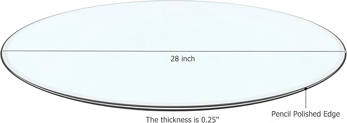 28" Tempered Glass Table Top Round Transparent Table Surface 1/4'' Thick Pencil Polished Edge Multipurpose for Dining, Coffee, Restaurant and End Table (28 inch)