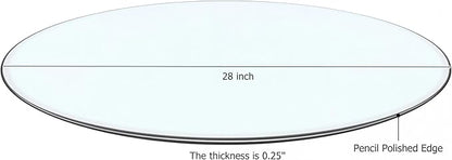 28" Tempered Glass Table Top Round Transparent Table Surface 1/4'' Thick Pencil Polished Edge Multipurpose for Dining, Coffee, Restaurant and End Table (28 inch)