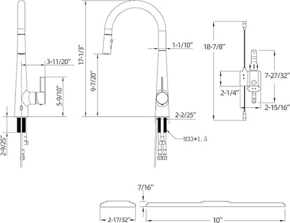 E8305xxxxx Touchless Faucets with Pull Down Sprayer, Motion Sensor Activated, 360 Degree Swivel, Brass Finish, 1.34-1.50 Inch Hole Diameter