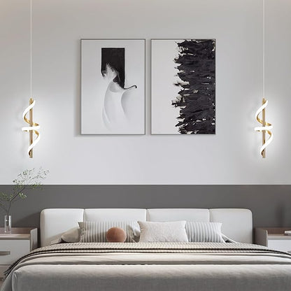 Spiral Led Pendant Light Fixtures, 5500K Gold Modern Led Pendant Lamp Kitchen Island, Adjustable Height Kitchen Island Lights Fixtures for Kitchen Island Dining Room Bedroom Sink, 3 Packs