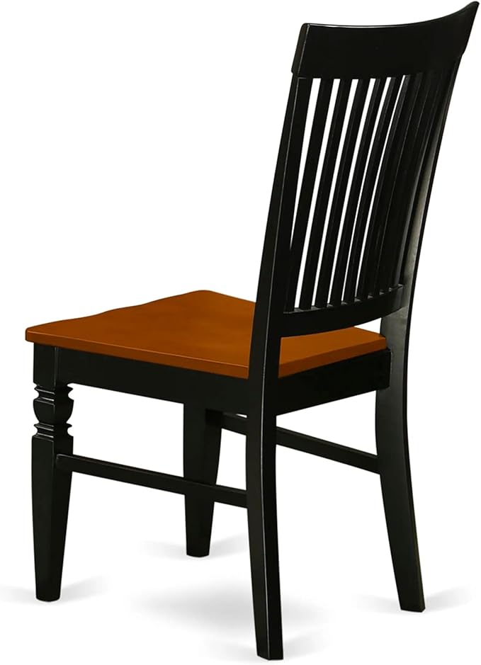 East West Furniture WEC-BCH-W Weston Dining Chairs - Slat Back Wooden Seat Chairs, Set of 2, Black & Cherry