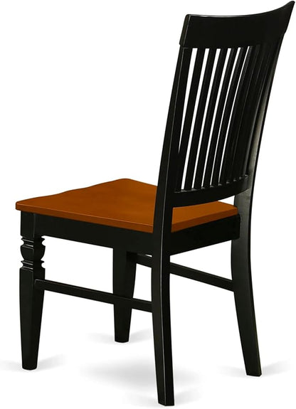 East West Furniture WEC-BCH-W Weston Dining Chairs - Slat Back Wooden Seat Chairs, Set of 2, Black & Cherry