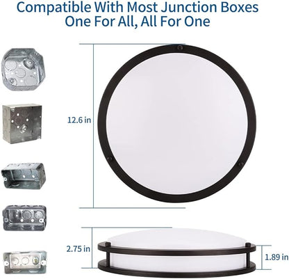 DAKASON 2Pack LED Flush Mount Ceiling Light Fixture, 13” 20W On/Off Switch to Select 3000K/4000K/5000K, Dimmable Ceiling Lamp for Kitchen, Living Room, Hallway, Oil Rubbed Bronze