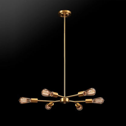 GLOBE Electric Tetra 6-Light Chandelier, Matte Brass, Adjustable Hanging Height