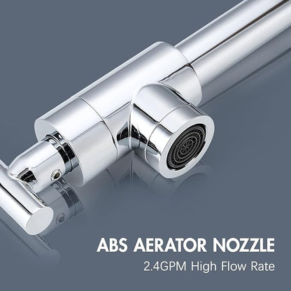 GIMILI Chrome Pot Filler Commercial Wall Mount Faucet Folding Double Joint Swing Arm Pot Filler Rotatable Wall Faucet