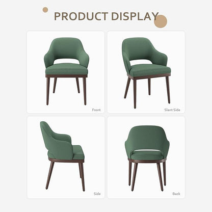 MALOL Wooden Dining Chairs Set of 6, Modern Fabric Upholstered Dining Room Chair, Kitchen Side Chairs, Farmhouse Dinner Chair with Open Back for Kitchen, Green