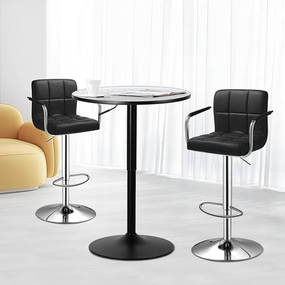 Magshion 3 Pack Bar Table and Chairs Set, Adjustable Bar Stools Set of 2 with Armrest and Kitchen Dining Round Pub Table for Dining Counter Pub and Apartment
