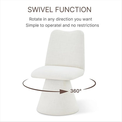 KISLOT Swivel Dining Chairs Set of 4, Modern Upholstered Dining Chair Mid Century Kitchen Chairs with High Back, 360 Degree Rotating Vanity Chair for Dining Room, Bedroom, Farmhouse, Beige