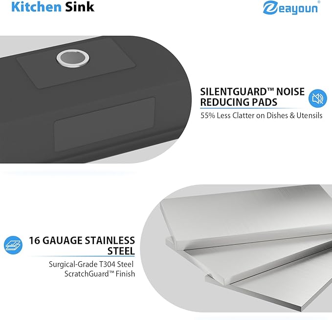 32 x 19 Inch Undermount Kitchen Sink Workstation 16 Gauge Stainless Steel Handmade Sink Round Corners Single Bowl Large Deep Under Counter Kitchen Sinks Basin, 32"x19"x9"