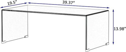 Modern 39.4" Tempered Glass Coffee Table, 12mm Ultra-Thick Waterfall Clear Center Table for Living Room, Minimalist Rectangle Coffee Table for Small Spaces, No Assembly Required