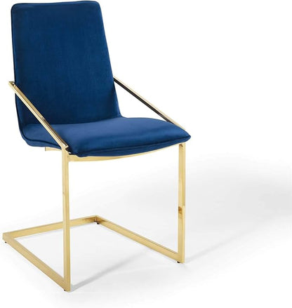 Modway Pitch Performance Velvet Dining Armchair, Gold Navy 21.5 x 19.5 x 35.5