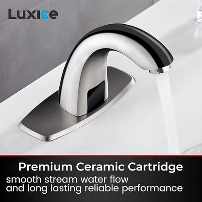 Touchless Bathroom Sink Faucet - Automatic Motion Sensor Faucet - Battery Opertated for Commercial,Brushed Nickel