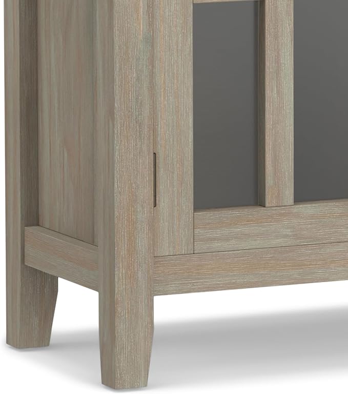 SIMPLIHOME Artisan SOLID WOOD 30 Inch Wide Contemporary Low Storage Cabinet in Distressed Grey, For the Living Room, Entryway and Family Room