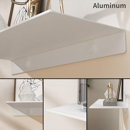 Danpoo Small Floating Shelf for Wall Storage, Mini Display Shelf for Collectibles, Metal Wall Shelf for Bathroom/Living Room/Kitchen/Bedroom(White, 8")