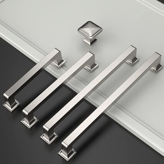 Amerdeco 10 Pack Brushed Satin Nickel Cabinet Pulls 3 Inch(76MM) Hole Centers Kitchen Cabinet Handles Cabinet Hardware Kitchen Handles for Cabinets Cupboard Handles Drawer Pulls ZH0019
