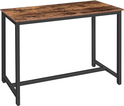 HOOBRO Bar Table, Rectangular Pub Table, 47.2” Counter Height Bar Table, Industrial Bar Height Table, Dining Table for Kitchen, Living Room, Easy to Assemble, Rustic Brown BF50BT01