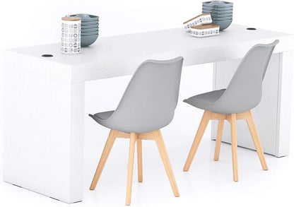Mobili Fiver, Evolution Dining Table 70.9 x 23.6 in, with Wireless Charger, Ashwood White with Two Legs, Made in Italy