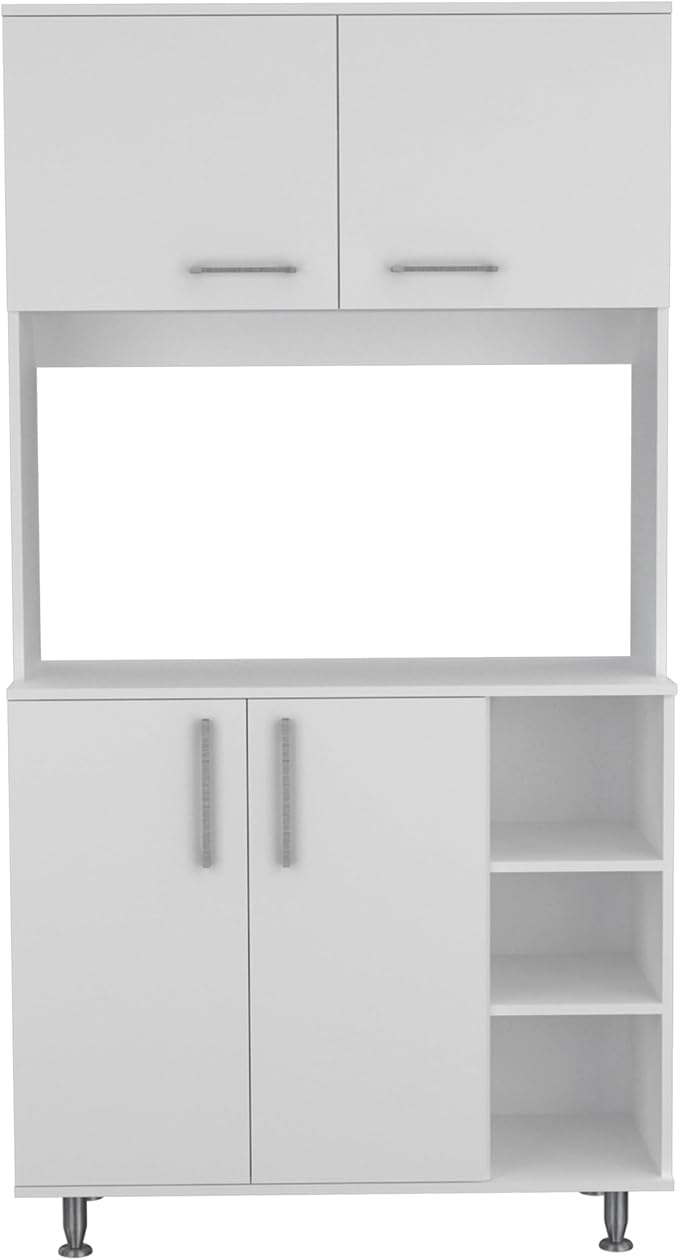 GOWE Nadina 4-Door 2-Drawer 2-Piece Kitchen Set, Kitchen Island and Kitchen Pantry White and Light Oak