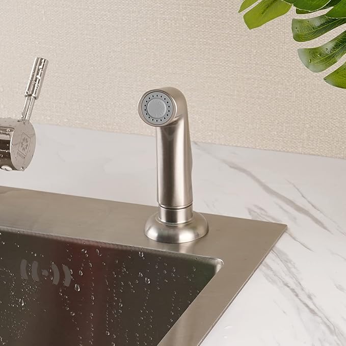 Universal Kitchen Sink Side Sprayer Head Replacement Sink Spray Attachment Compatible with Delta, Moen, Kohler OEM Brand, Kitchen Sink Faucet Sprayer Head, Brushed Nickel