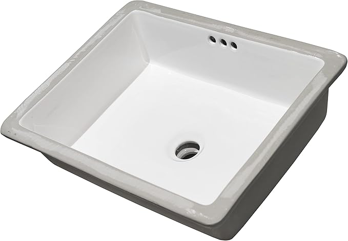 MSI 19.75” (L) x 15.75” (W) x 7.125” (H) Flat Rectangle Porcelain Ceramic Undermount Bathroom Vanity Vessel Sink, White