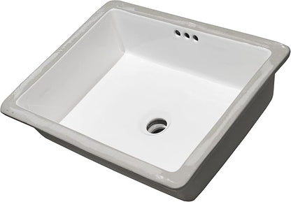 MSI 19.75” (L) x 15.75” (W) x 7.125” (H) Flat Rectangle Porcelain Ceramic Undermount Bathroom Vanity Vessel Sink, White