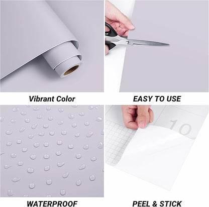 Decotalk Lilac Wallpaper Light Purple Contact Paper Peel and Stick 17.7x200 Inch Light Purple Wallpaper for Bedroom Solid Color Contact Paper for Cabinets and Drawers Lilac Vinyl Wrap, Renter Friendly